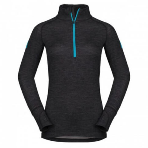 Ciepła koszulka termoaktywna Zajo Nora Merino W Zip Top LS black