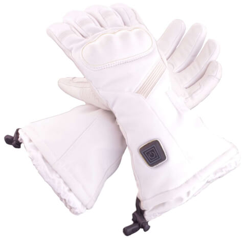 Skórzane rękawice narciarskie ogrzewane elektrycznie białe Glovii GS6