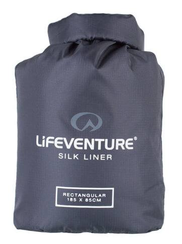 Najlżejsza jedwabna wkładka Silk Sleeping Bag Liner Lifeventure prostokątna szara