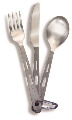 Sztućce turystyczne z tytanu Optimus Titanium 3Pc Cutlery Set