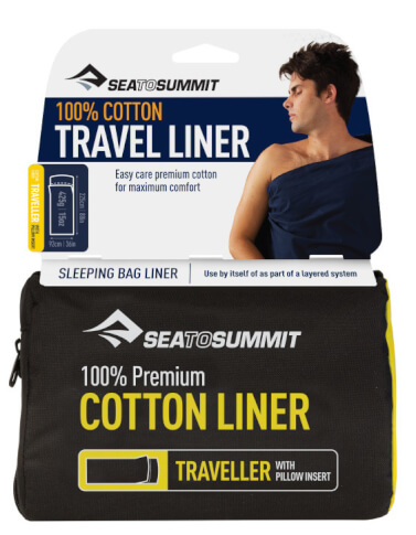 Prześcieradło do śpiwora Premium Cotton Traveller with Pillow zielone Sea to Summit