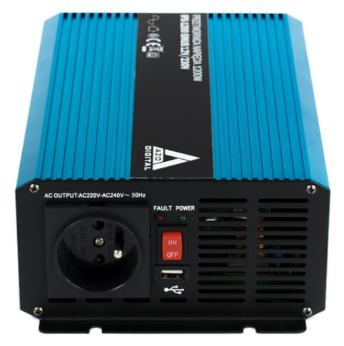 Samochodowa przetwornica napięcia 12V 1200W Sinus 1200S AZO Digital