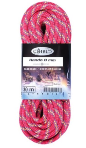 Lina turystyczna dynamiczna Rando 8 mm x 48 m Golden Dry Pink Beal