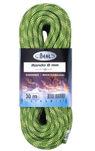 Lina turystyczna dynamiczna Rando 8 mm x 20 m Standard Green Beal