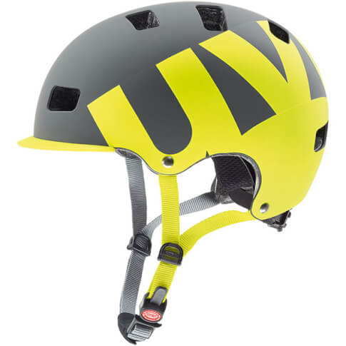 Kask rowerowy ze zdejmowanym daszkiem HLMT 5 pro Grey Lime Mat Szaro Limonkowy Uvex