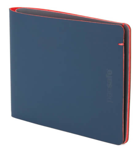 Portfel antykradzieżowy Pacsafe RFIDsafe TEC Bifold Walled granatowy czerwony