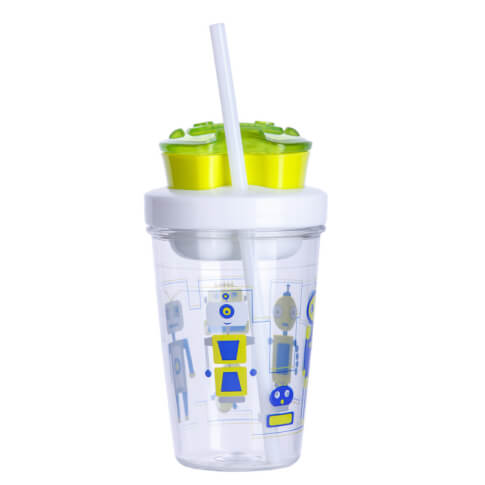 2w1 Butelka z pojemnikiem na przekąskę Snack tumbler Contigo 350 ml robot green