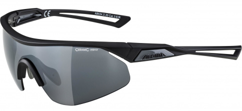 Okulary sportowe Nylos Shield Black Matt Alpina szkło black mirror Cat. 3