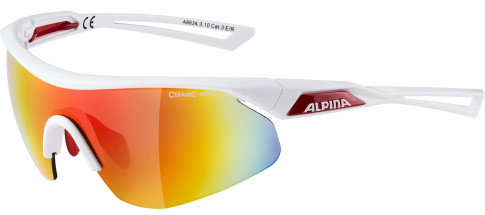 Okulary sportowe Nylos Shield White Red Alpina szkło red mirror Cat. 3