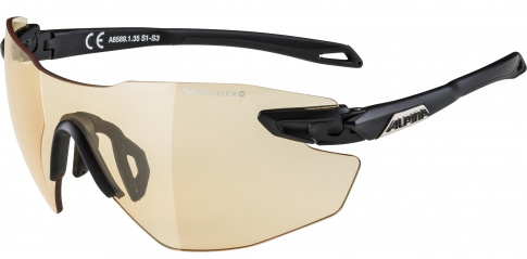 Okulary fotochromowe sportowe Twist Five Shield RL VL+ Black Matt Alpina szkło orange mirror Cat. 3