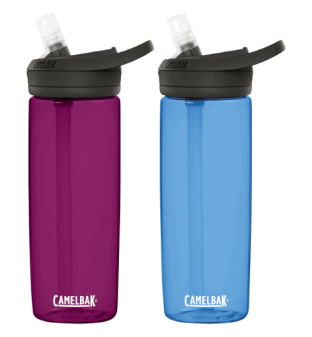 Zestaw dwóch butelek turystycznych Eddy + 600 ml Camelbak niebieska i fioletowa