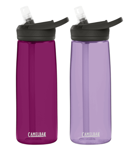 Zestaw dwóch butelek turystycznych Eddy + 750 ml Camelbak fioletowa i różowa