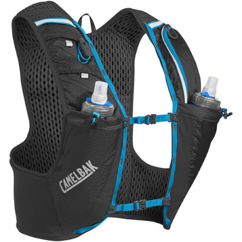 Wentylowana kamizelka biegowa Ultra Pro Vest L 34 oz z dwoma bidonami Quick Stow Flask 500 ml czarna Camelbak