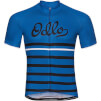 Koszulka rowerowa Stand Up collar full zip Fujin Print Odlo niebieska w czarne pasy