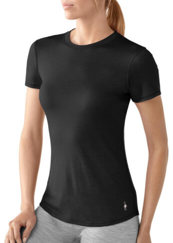 Koszulka 100% merino W'S Microweight Tee Black Smartwool czarna