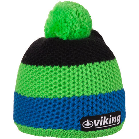 Czapka w pasy z pomponem Windstopper Timber Viking zielono niebieska