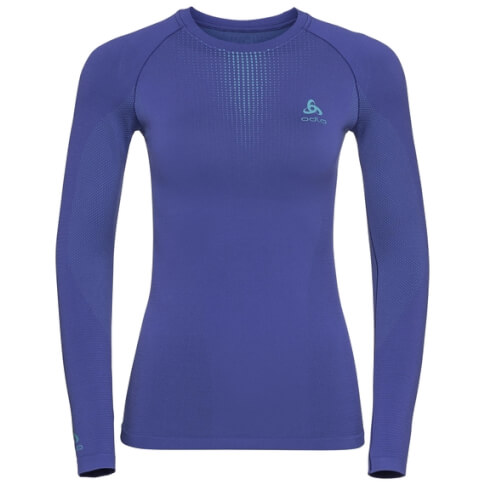 Damska koszulka antybakteryjna Odlo Performance Warm Top Crew Neck niebieska