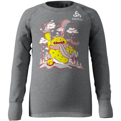 Koszulka techniczna Warm Trend Kids (small) Odlo szara yeti w śniegu