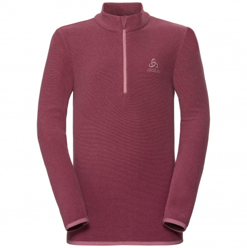 Bluza termoaktywna Midlayer 1/2 zip Royale Kids Stripe Odlo bordowa
