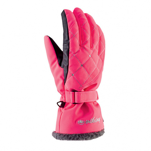 Damskie rękawiczki narciarskie Crystal Viking różowe