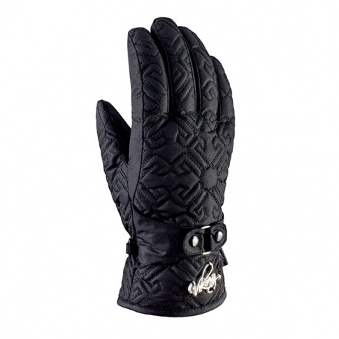 Pikowane rękawiczki damskie Barocca Viking czarne
