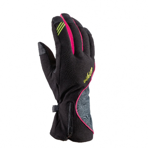Ciepłe rękawiczki sportowe Lady Kathrina Viking czarne z różowym
