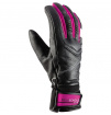 Damskie rękawice ze skóry Sella Ronda Viking czarne z różowym