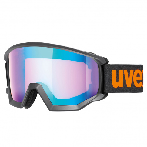 Kanciaste gogle narciarskie Athletic CV Uvex czarne z pomarańczowym logo