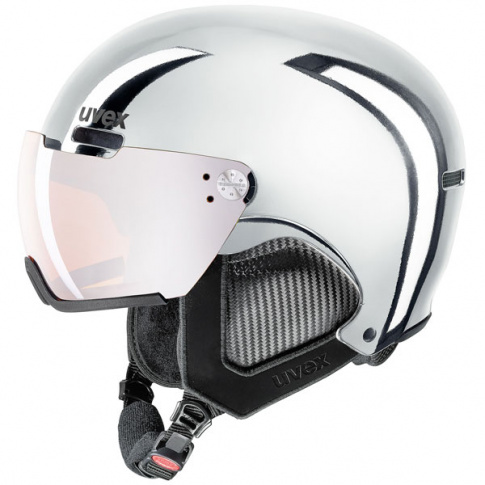 Nowoczesny kask narciarski Hlmt 500 Visor Chrome LTD Uvex biały