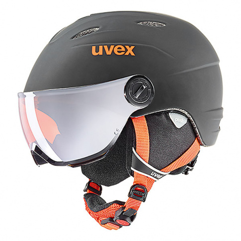 Dziecięcy kask narciarski z wizjerem Junior Visor Pro czarny Uvex