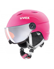 Dziecięcy kask narciarski z wizjerem Junior Visor Pro różowy Uvex