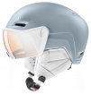 Kask sportowy Inmould z wizjerem Hlmt 700 Visor Uvex biało srebrny