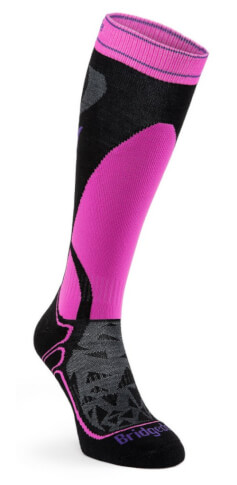 Skarpety narciarskie Ski Midweight Merino Performance black/fluro pink Bridgedale