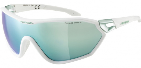 Okulary sportowe S-Way CM + White Matt Pistachio Alpina szkło emerald mirror Cat. 3
