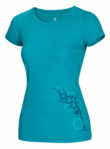 Damska koszulka wspinaczkowa Blooms Tee Lady Baltic Blue Ocun