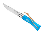 Nóż składany z rzemieniem Inox Outdoor Cyan Blue No 07 Opinel