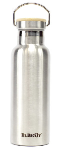 Butelka termiczna na wodę stalowa 500 ml srebrna Dr Bacty