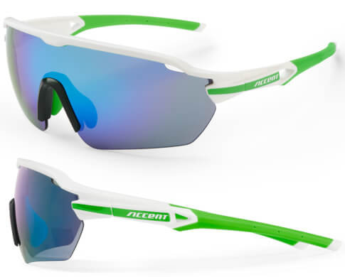 Okulary rowerowe Reflex biało-zielone Accent