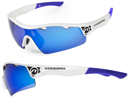 Okulary sportowe Stingray biało-niebieskie Accent