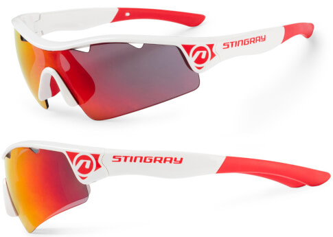 Okulary sportowe Stingray biało-czerwone Accent
