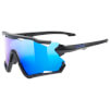 Nowoczesne okulary sportowe Sportstyle 228 Black mat Mirror blue Uvex