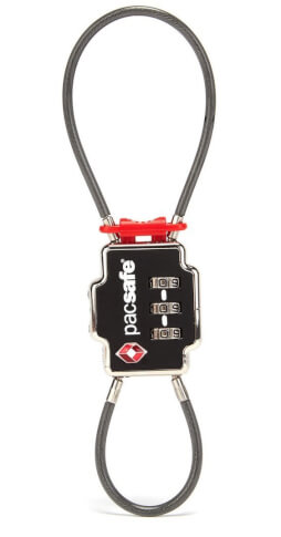 Podwójna kłódka z linką na szyfr 3-dial TSA black PacSafe