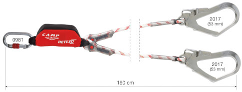 Lonża wspinaczkowa Retexo Rope Y 190cm karabinki MGO Camp