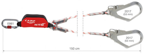 Lonża wspinaczkowa Retexo YRope 150cm karabinki MGO Camp