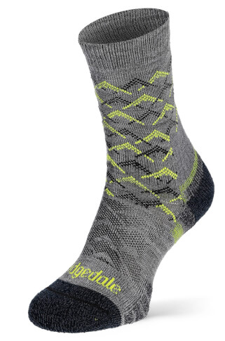 Męskie skarpety trekkingowe Hike Lightweight Merino Performance 3/4 Crew grey/lime Bridgedale