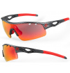 Sportowe okulary przeciwsłoneczne Storm czerwono-czarne + soczewki PC czerwone lustrzane Accent