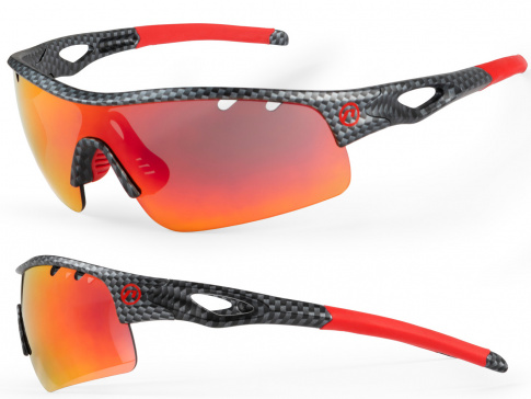 Sportowe okulary przeciwsłoneczne Storm czerwono-czarne + soczewki PC czerwone lustrzane Accent