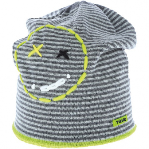 Wełniana czapka dziecięca Cory szaro-limonkowa Viking
