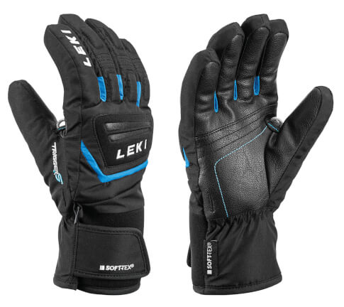 Juniorskie rękawice narciarskie Griffin S Junior black/cyan LEKI