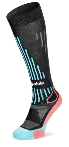 Damskie skarpety narciarskie Ski Light Merino Performance Pattern black/coral Bridgedale